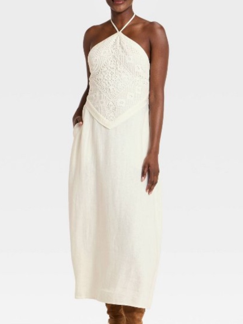 Cream Embroidered Midi Skater Dress - A New Day- NWT